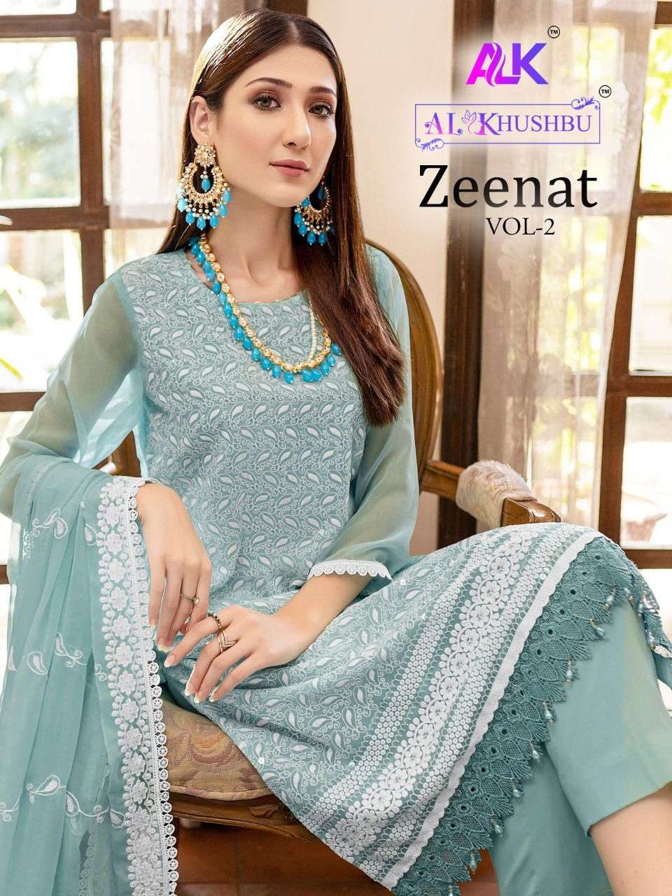 ZEENAT VOL-2 BY AL KHUSHBU 3021 TO 3025 SERIES GEORGETTE EMBROIDERY DRESSES