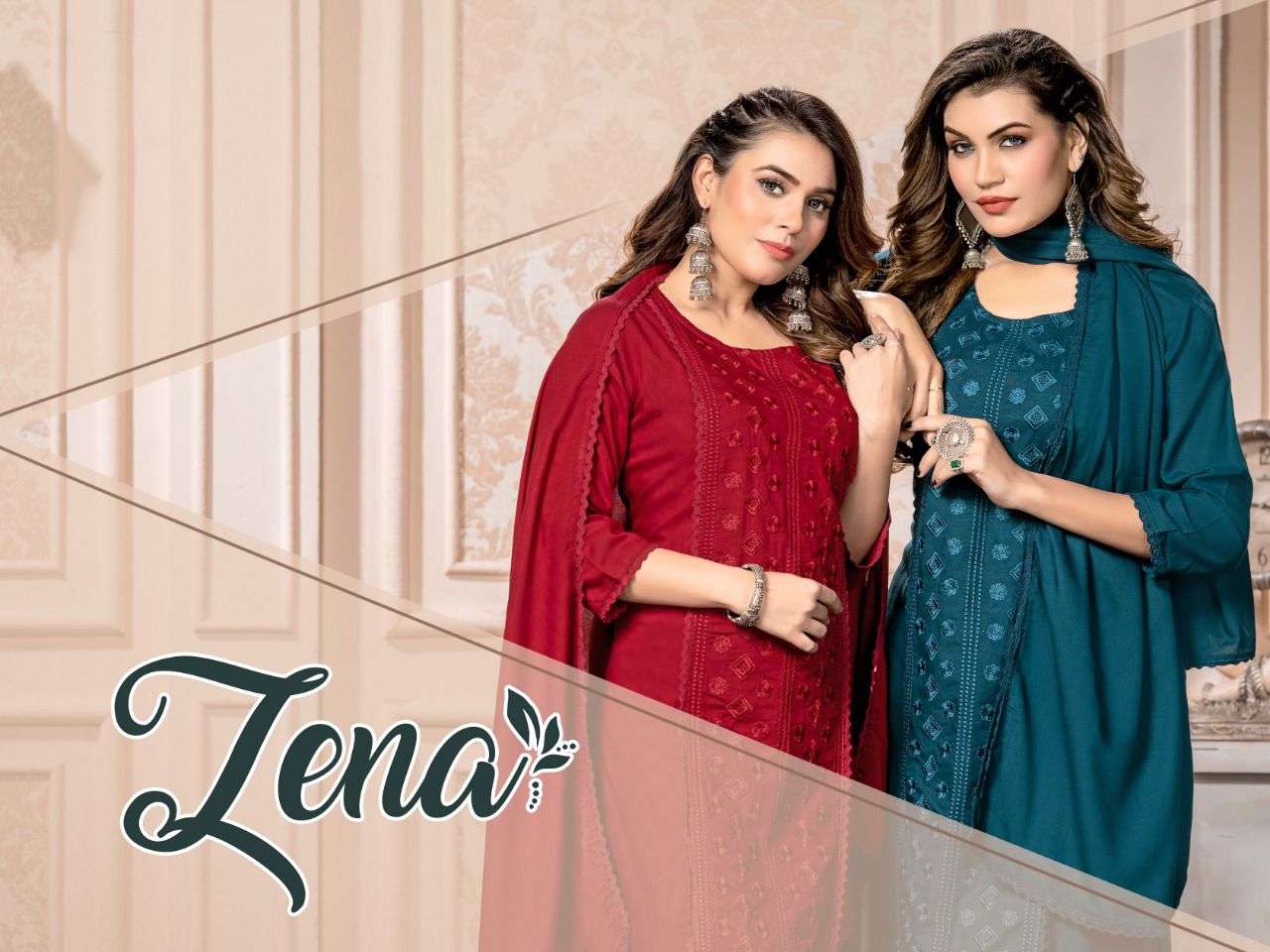 ZENA BY ASLIWHOLESALE 101 TO 106 SERIES RAYON WORK STITCHED DRESSES