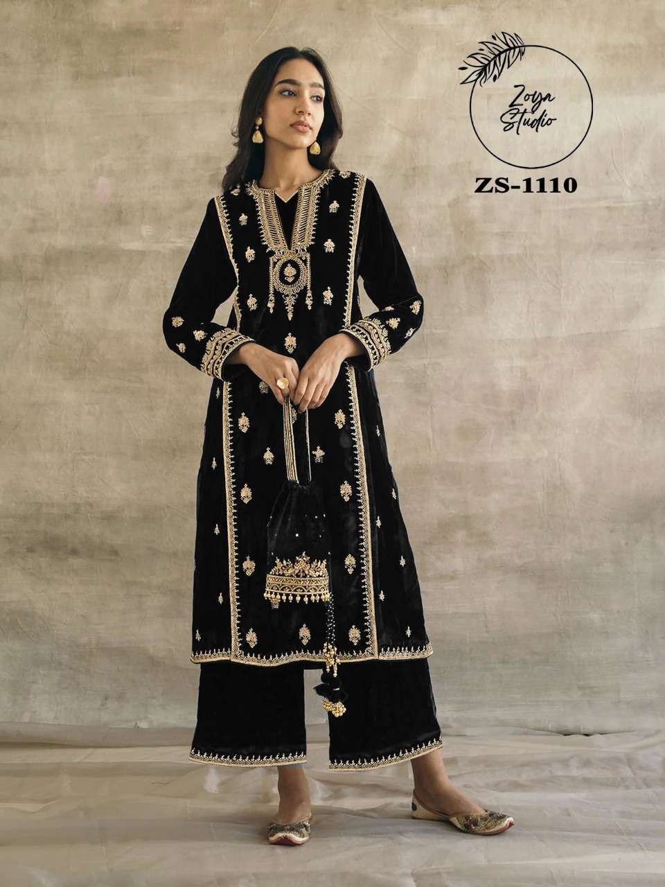 ZS-1110 COLOURS BY ASLIWHOLESALE VELVET STITCHED DRESSES