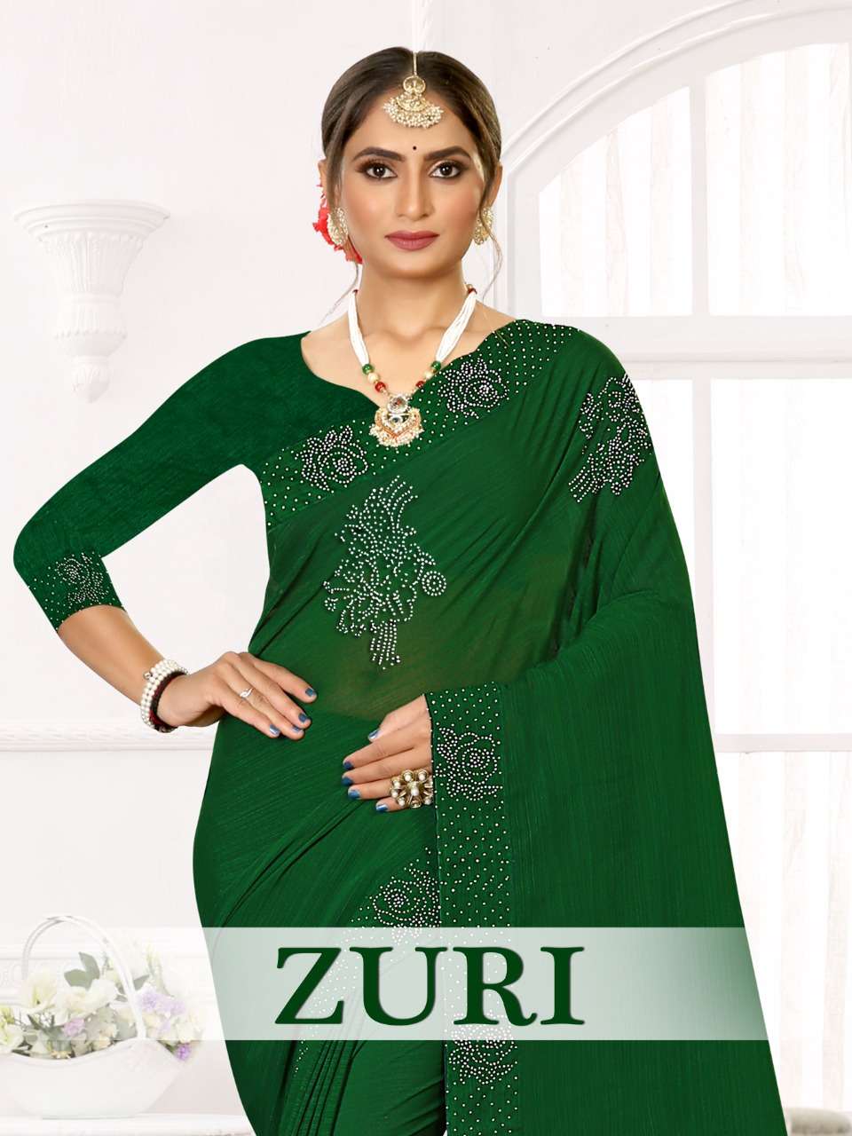 ZURI BY RONISHA FASHION DESIGNER ZOMATO SWAROVSKI WORK SAREES