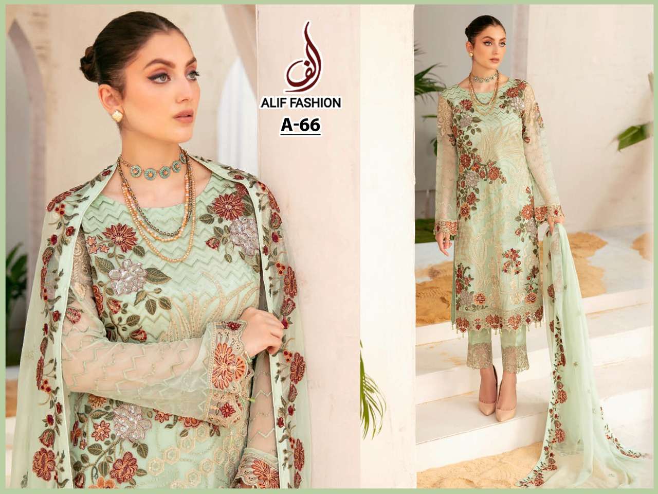 A-66 HIT DESIGN BY ALIF FASHION FAUX GEORGETTE PAKISTANI DRESS