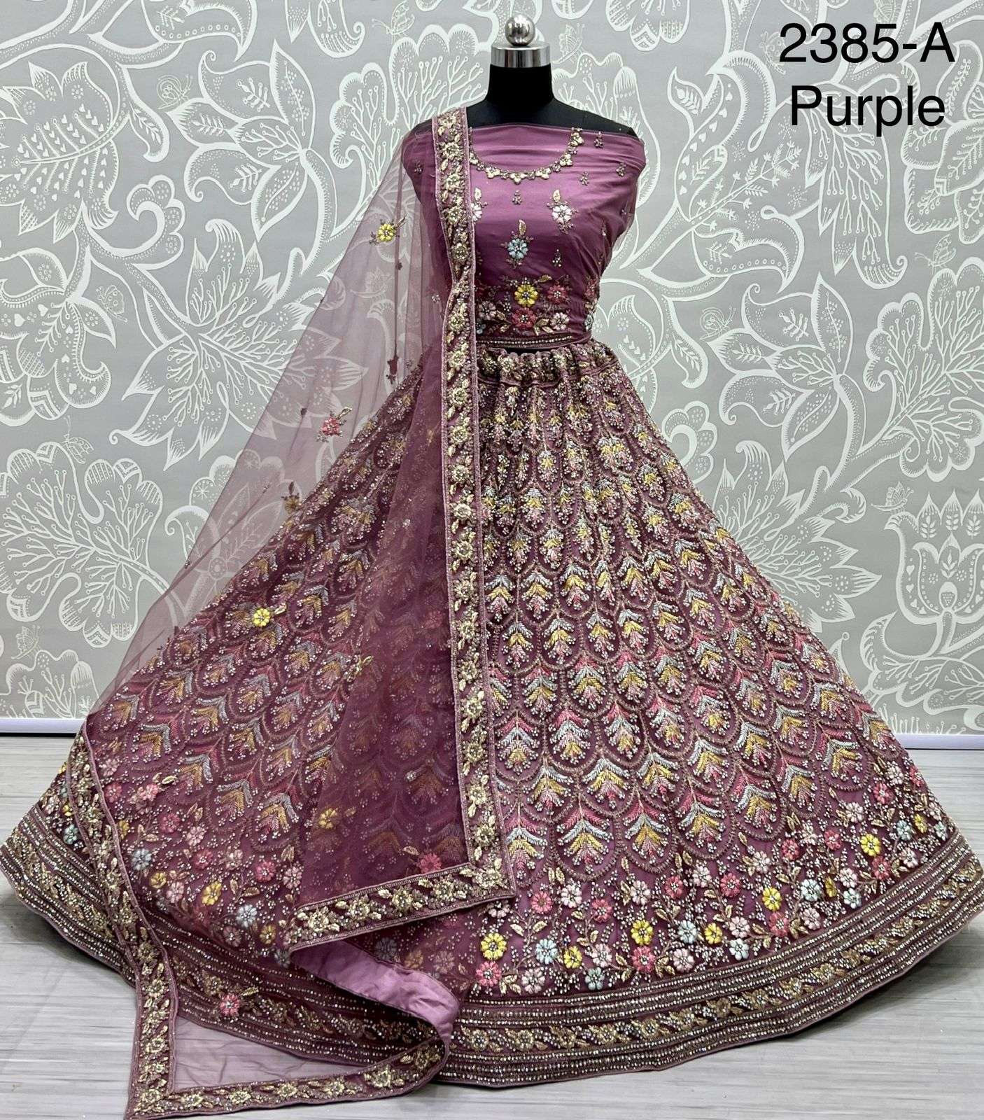 A2385 COLOURS BY ASLIWHOLESALE NET HEAVY BRIDAL WORK LEHENGAS