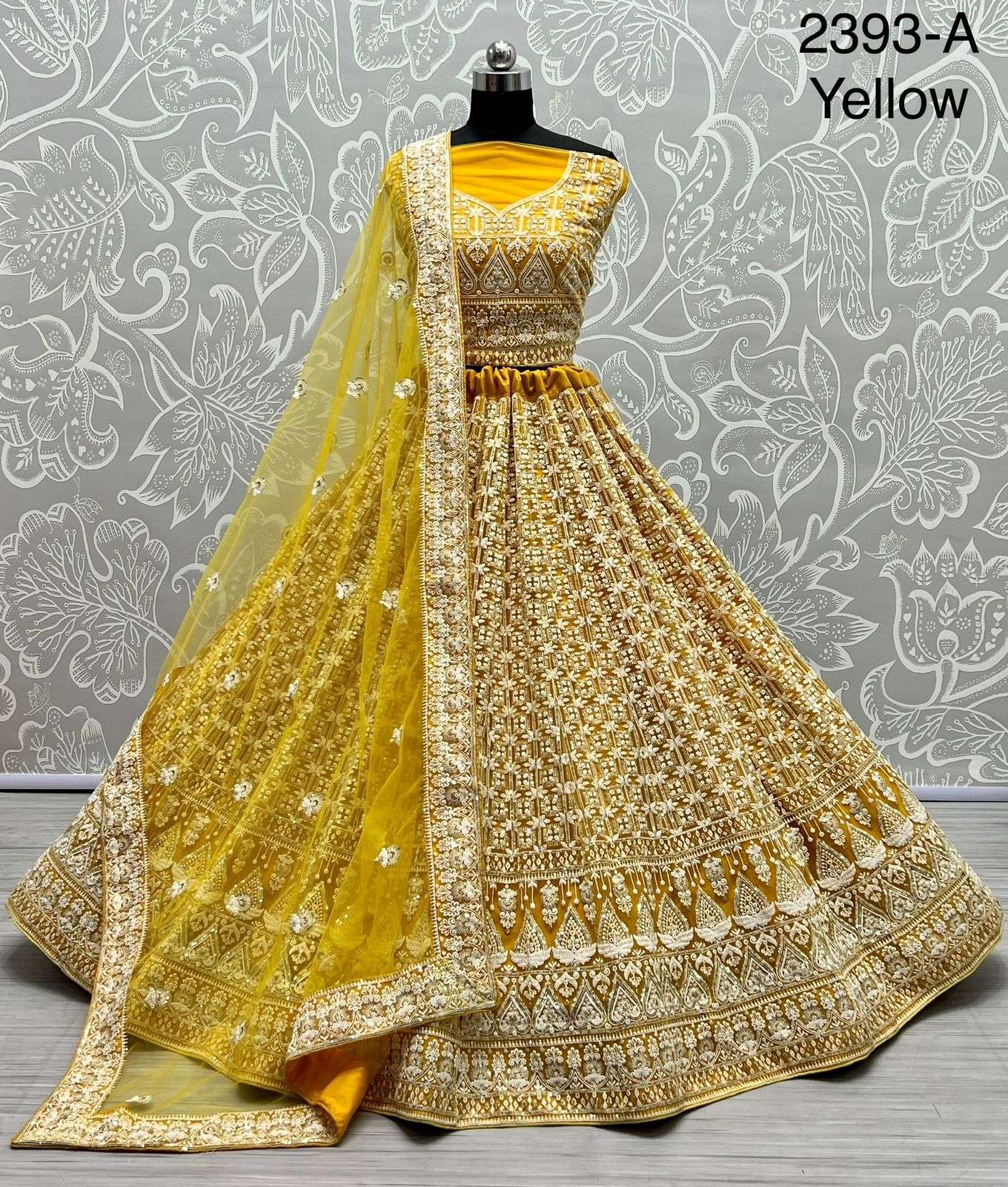 A2393 COLOURS BY ASLIWHOLESALE NET EMBROIDERY BRIDAL LEHENGAS