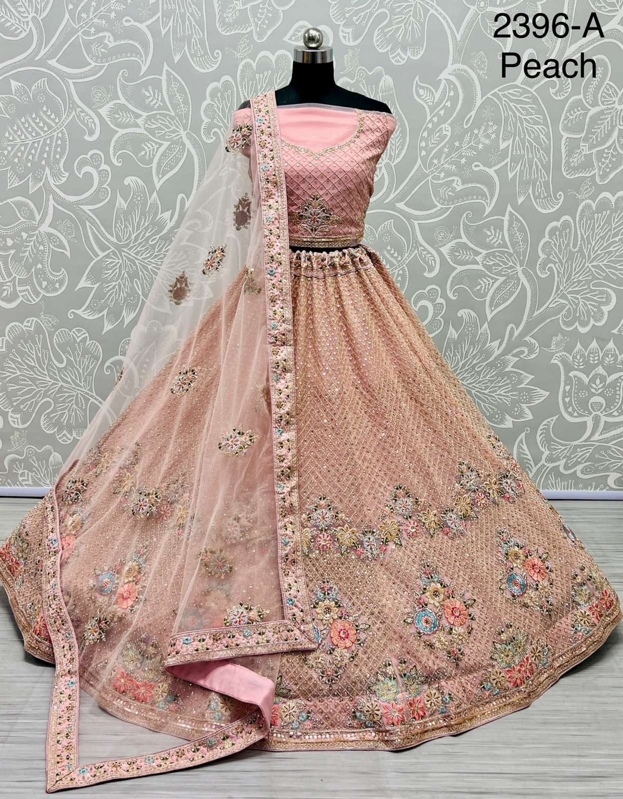 A2396 COLOURS BY ASLIWHOLESALE BRIDAL NET EMBROIDERY LEHENGAS