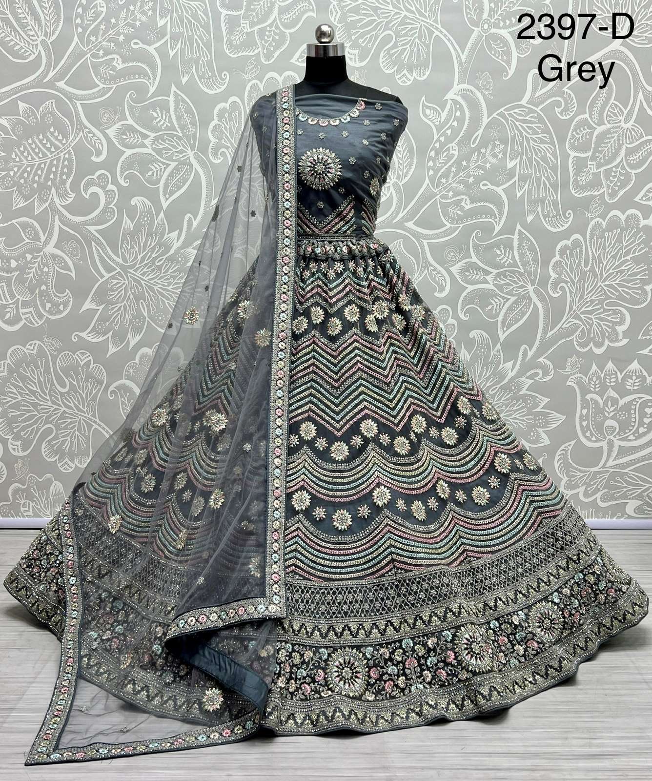 A2397 COLOURS BY ASLIWHOLESALE NET ZARI EMBROIDERY BRIDAL LEHENGAS