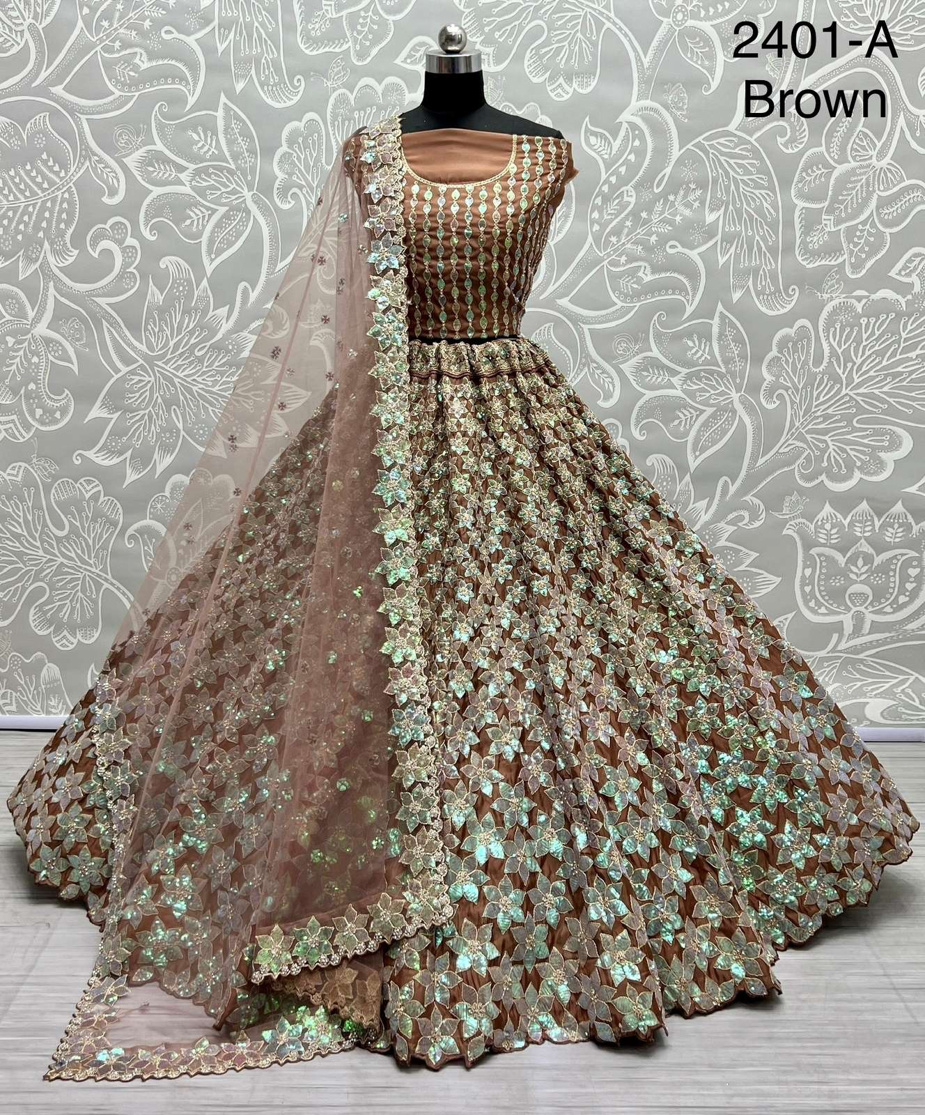 A2401 COLOURS BY ASLIWHOLESALE ORGANZA HEAVY WORK BRIDAL LEHENGAS