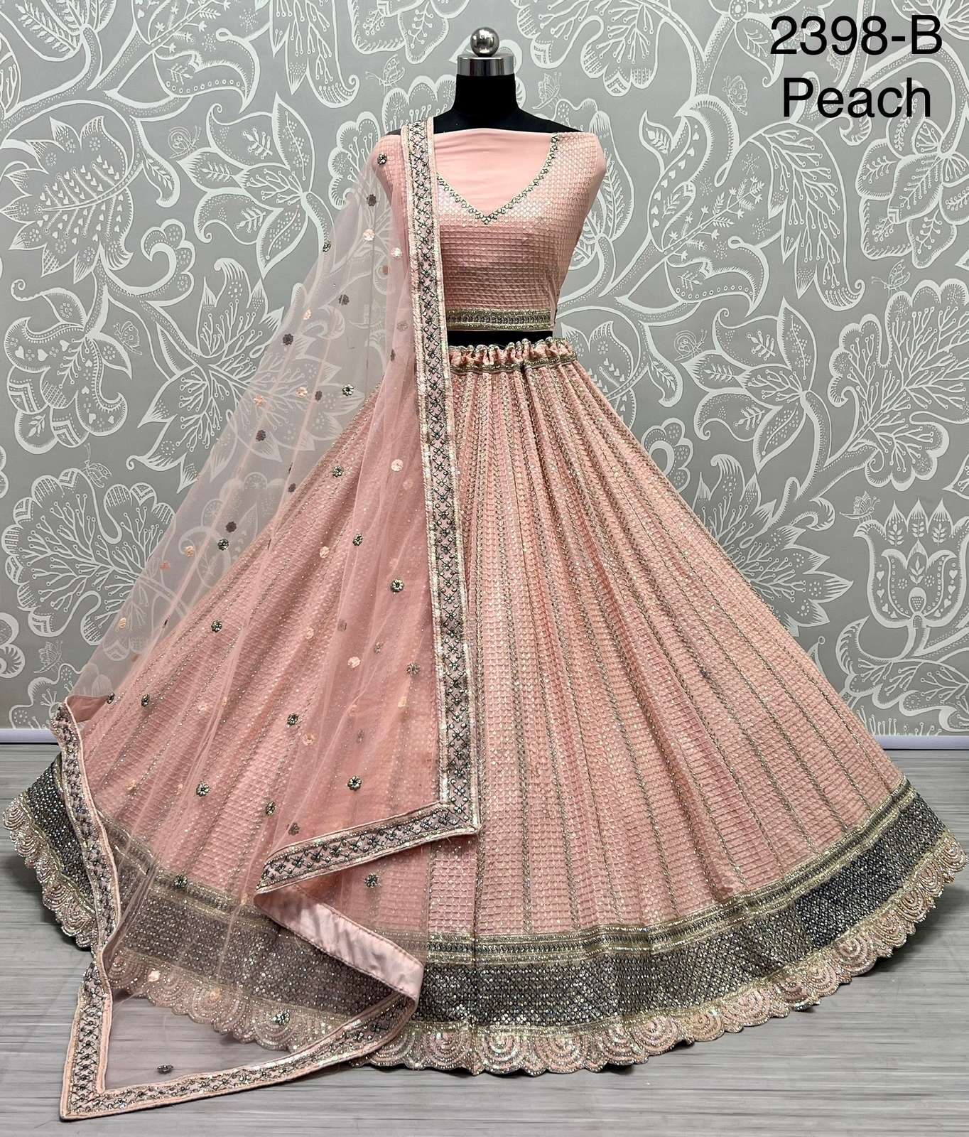 A298 HITS BY ASLIWHOLESALE GEORGETTE EMBROIDERY SEQUENE LEHENGAS