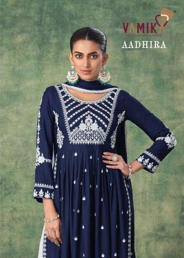 AADHIRA BY VAMIKA 1103-A TO 1103-E SERIES HEAVY RAYON STITCHED DRESSES