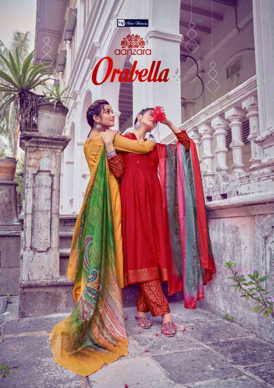 AANZARA ORABELLA BY ACME WEAVERS 1001 TO 1006 SERIES PASHMINA PRINT DRESSES