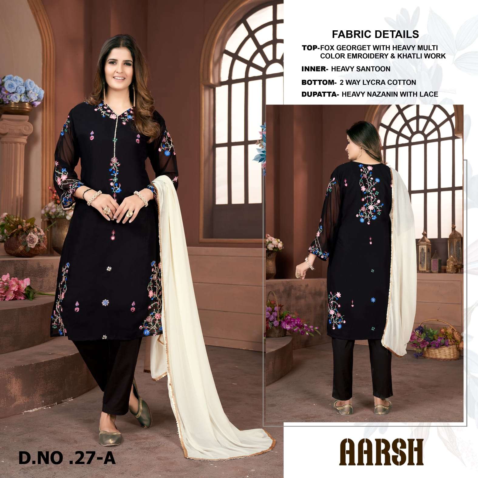 AARSH 27 COLOURS BY ASLIWHOLESALE GEORGETTE WORK STITCHED DRESSES