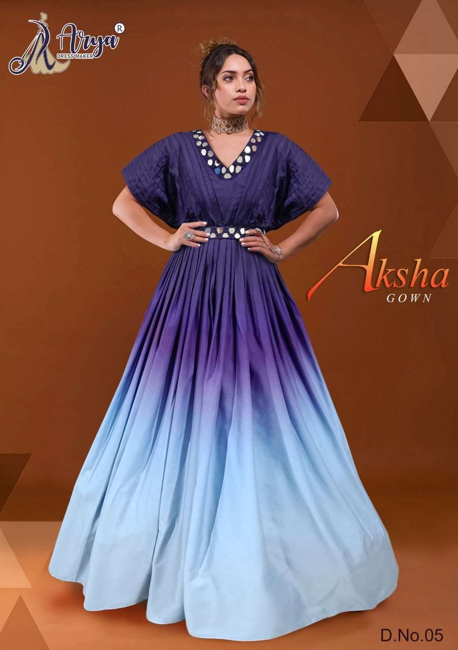 AKSHA GOWN BY ARYA DRESS MAKER 01 TO 06 SERIES POLY RAYON GOWNS