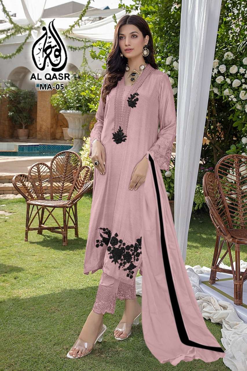 AL QASR MA-05 BY ASLIWHOLESALE FAUX GEORGETTE STITCHED DRESSES