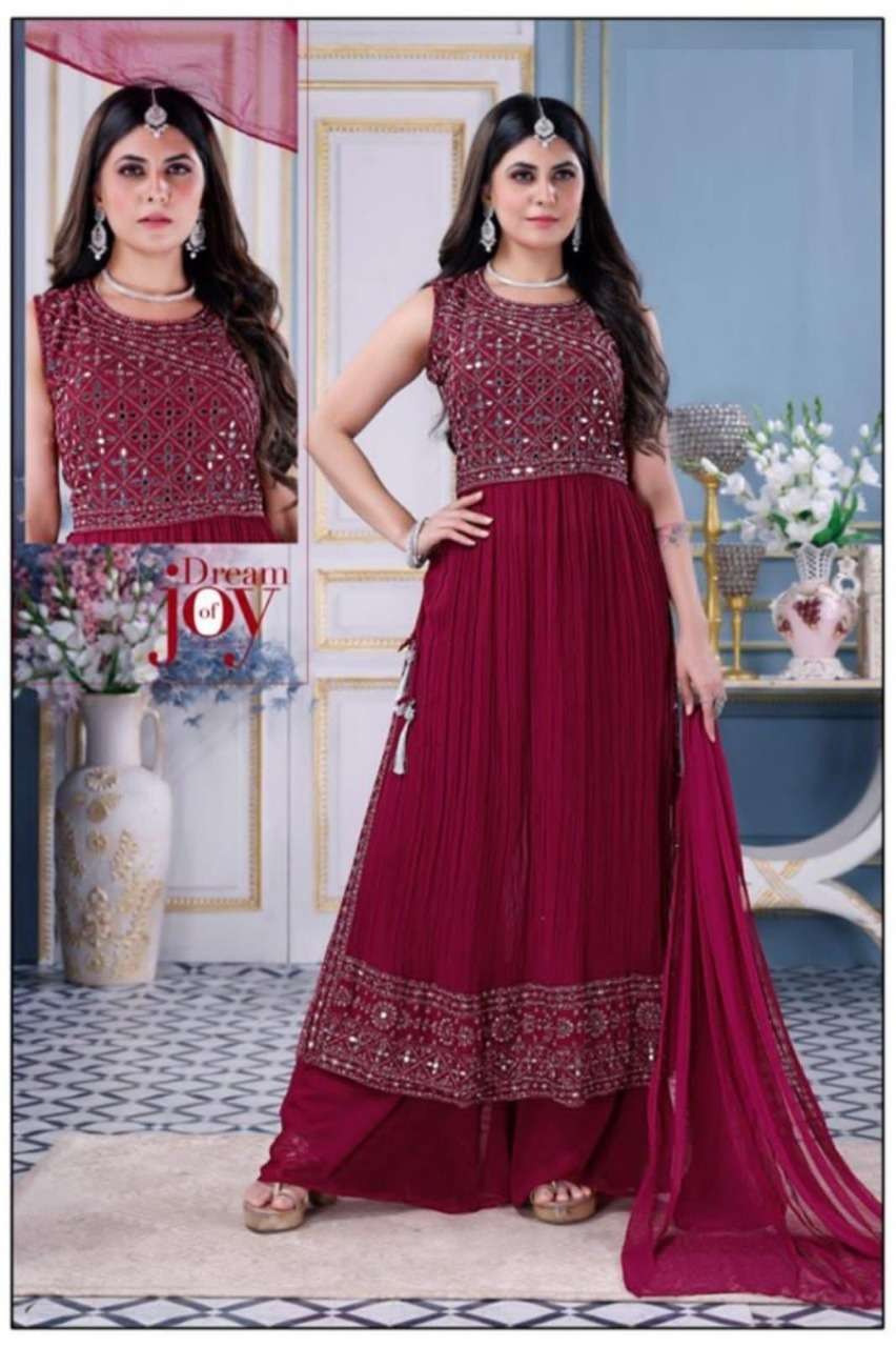 ALISHA NX BY ASLIWHOLESALE DESIGNER FAUX GEORGETTE WORK STITCHED DRESSES