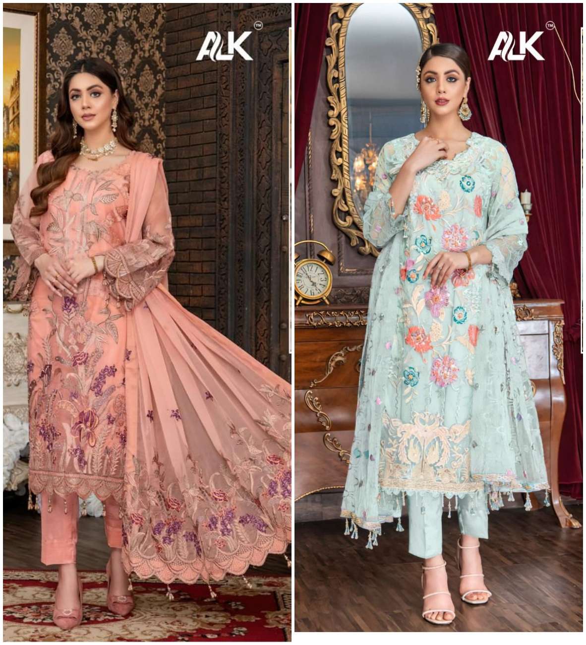 ALK-2094 & 2095 HIT DESIGNS BY AL KHUSHBU GEORGETTE EMBROIDERY DRESSES