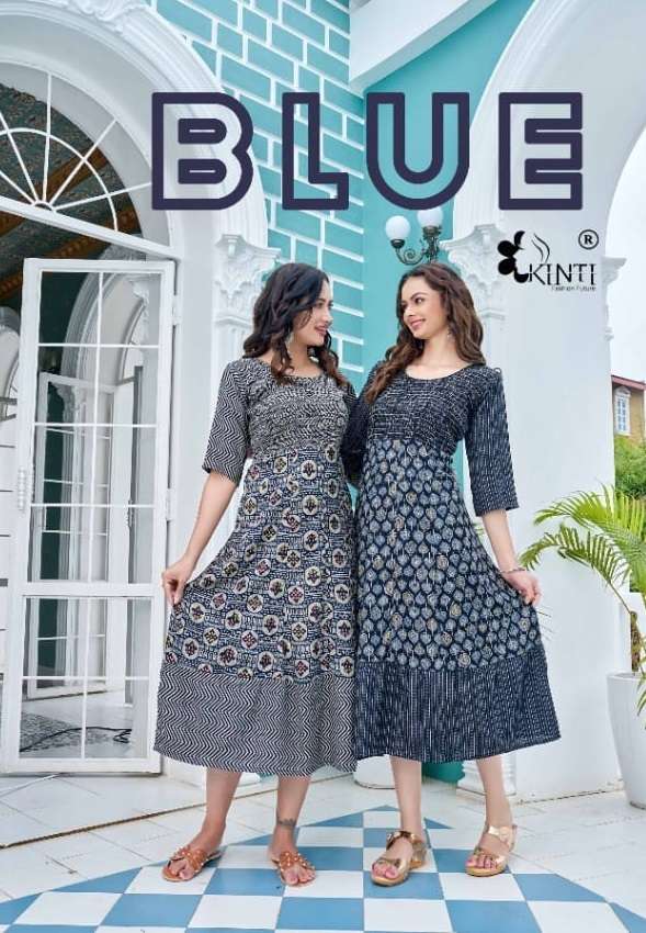 BLUE BY KINTI 01 TO 08 SERIES RAYON PRINT KURTIS