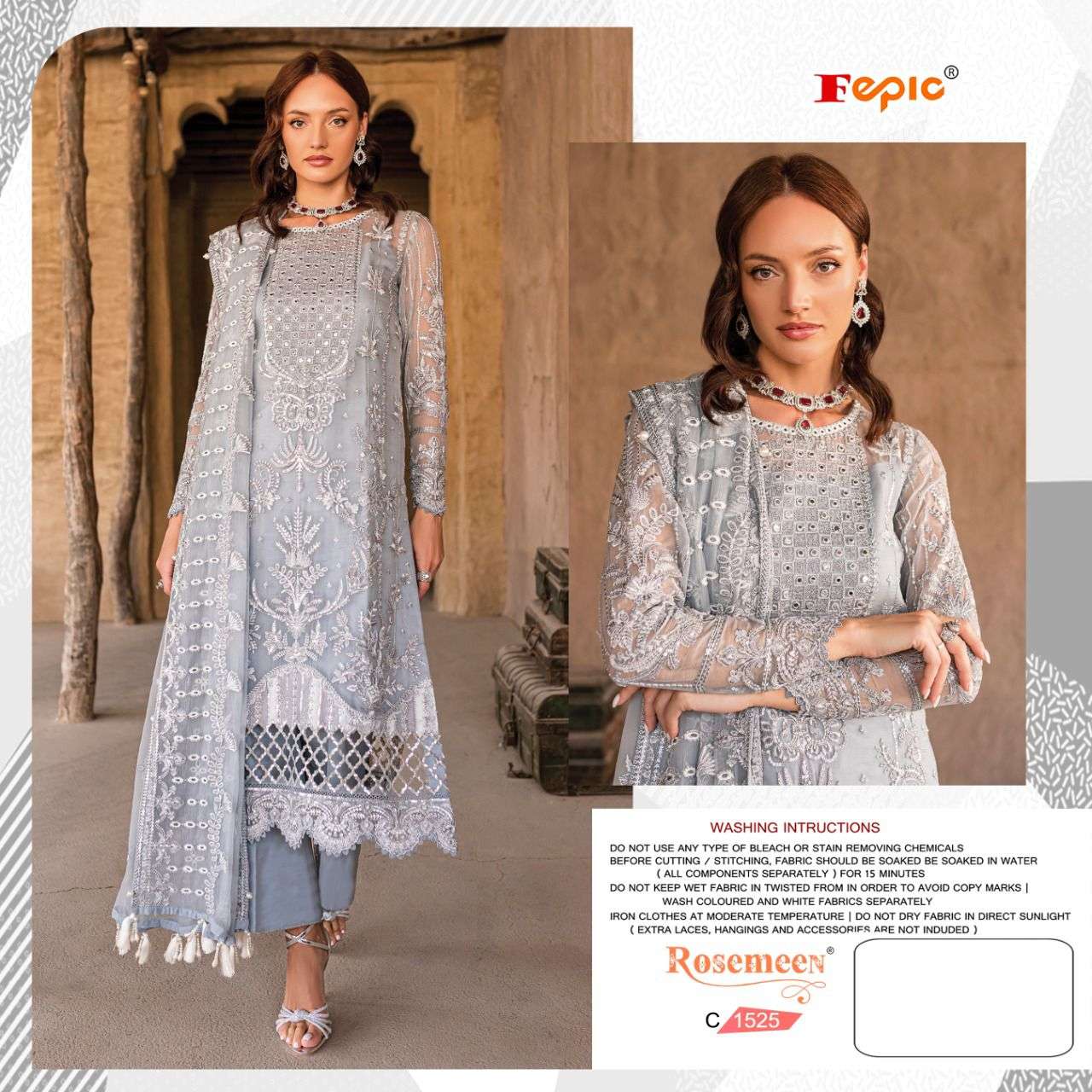 Buy Roohaniyat Beautiful Suit Set With Organza Lace Work Duppata (Set of 3)  online