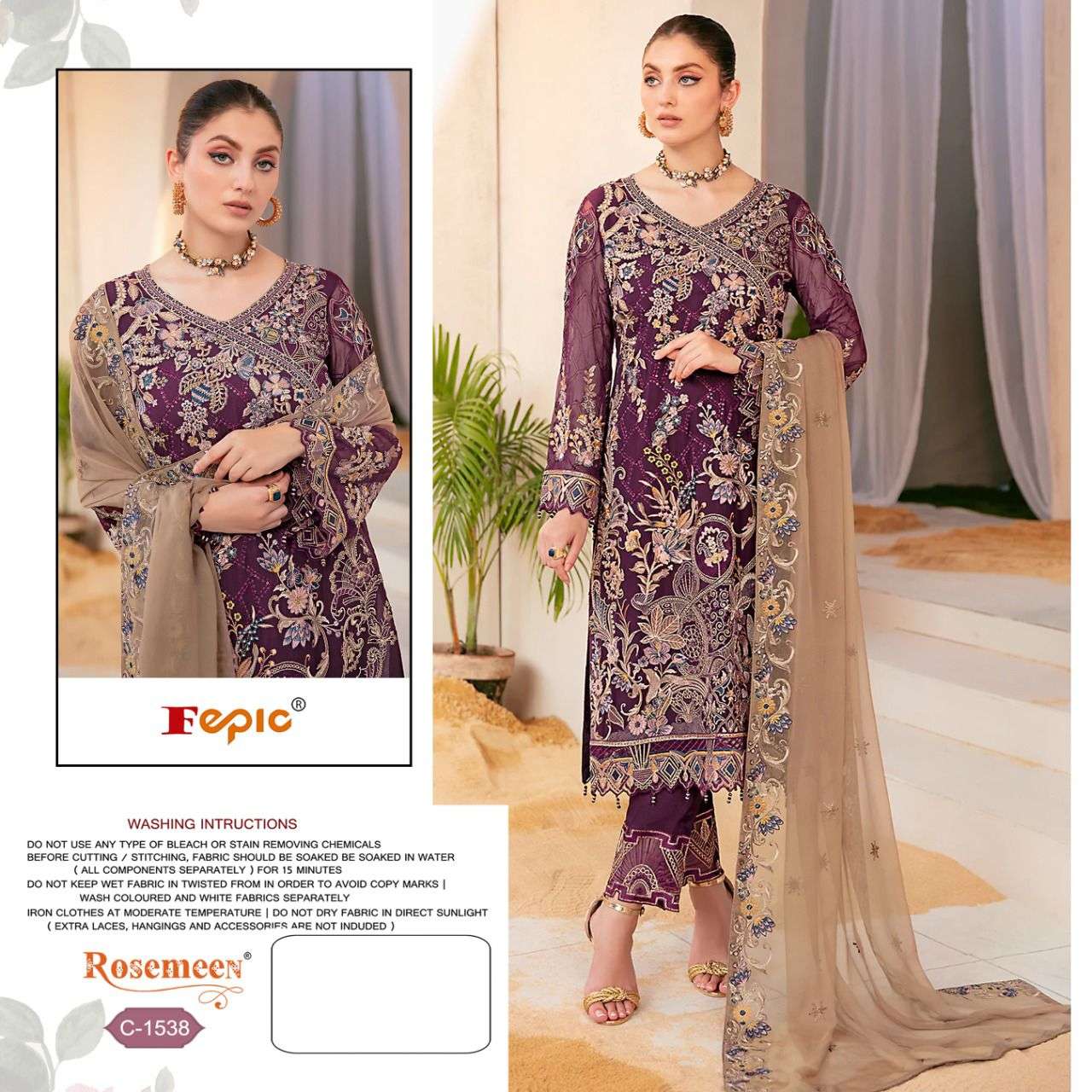 C-1538 HIT DESIGN BY FEPIC GEORGETTE EMBROIDERY PAKISTANI DRESS