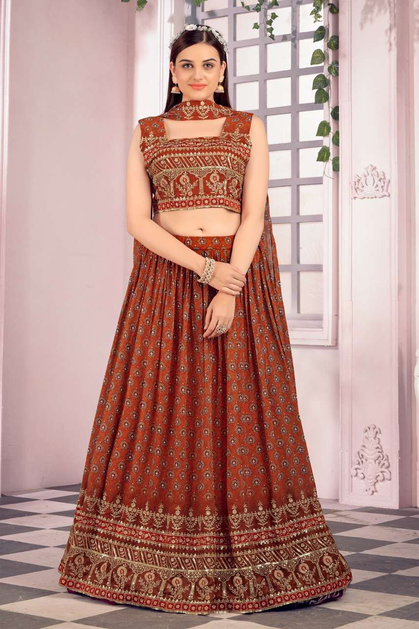 C-1929 COLOURS BY AMOHA TRENDZ DESIGNER HEAVY GEORGETTE LEHENGAS