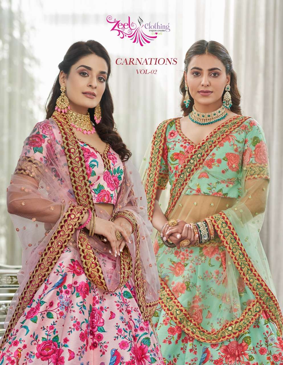 CARNATION VOL-2 BY ZEEL CLOTHING 7512 TO 7516 SERIES DESIGNER SILK LEHENGAS