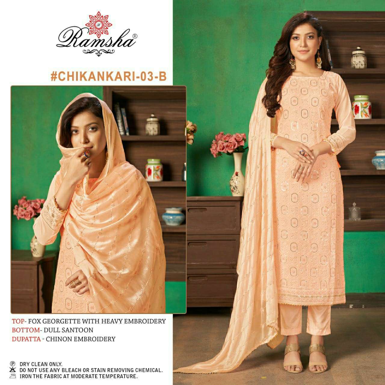 CHIKANKARI VOL-3 NX BY RAMSHA FAUX GEORGETTE WORK DRESSES