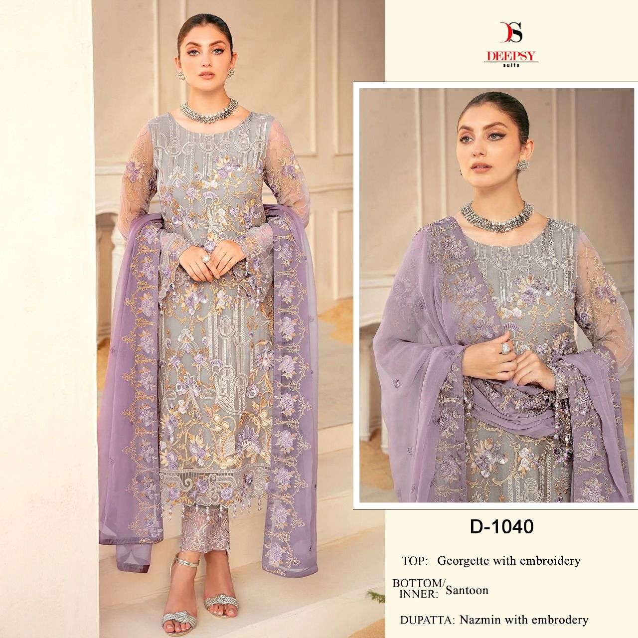 D-1040 HIT DESIGN BY DEEPSY SUITS GEORGETTE EMBROIDERY DRESS