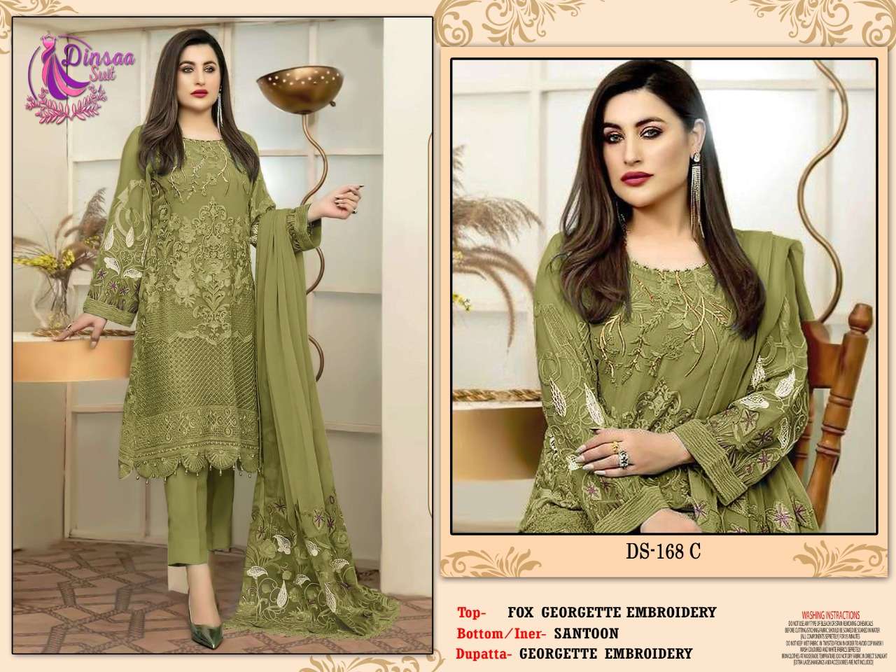 DS-168 COLOURS BY DINSAA SUIT 168-A TO 168-D SERIES FAUX GEORGETTE DRESSES