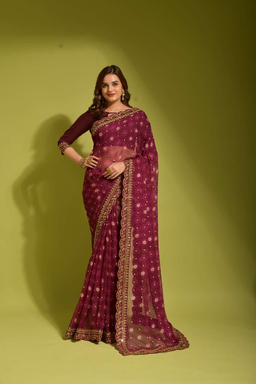 FLORAL VOL-7 BY PURPLE CREATION DESIGNER GEORGETTE CHIFFON SAREES