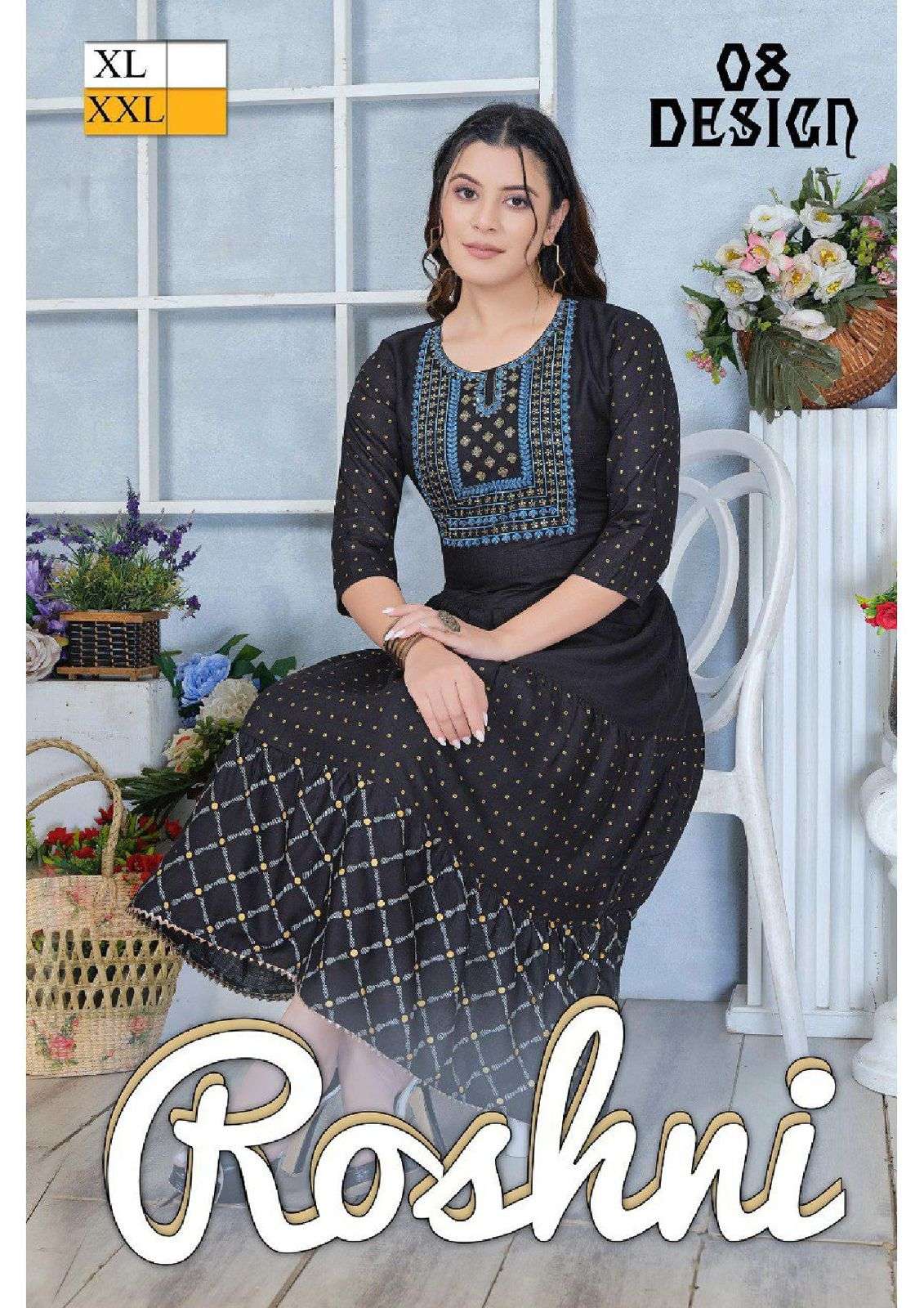 GOLDEN ROSHNI BY ASLIWHOLESALE 01 TO 08 SERIES RAYON EMBRODERY KURTIS