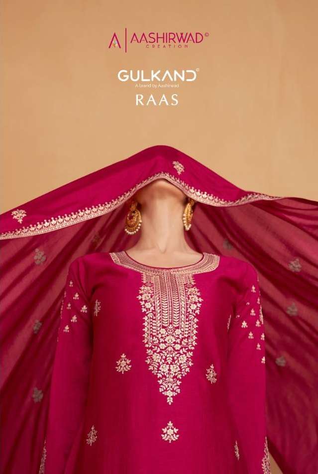 GULKAND RAAS BY AASHIRWAD CREATION 9433 TO 9437 SEREIS SILK WORK DRESSES