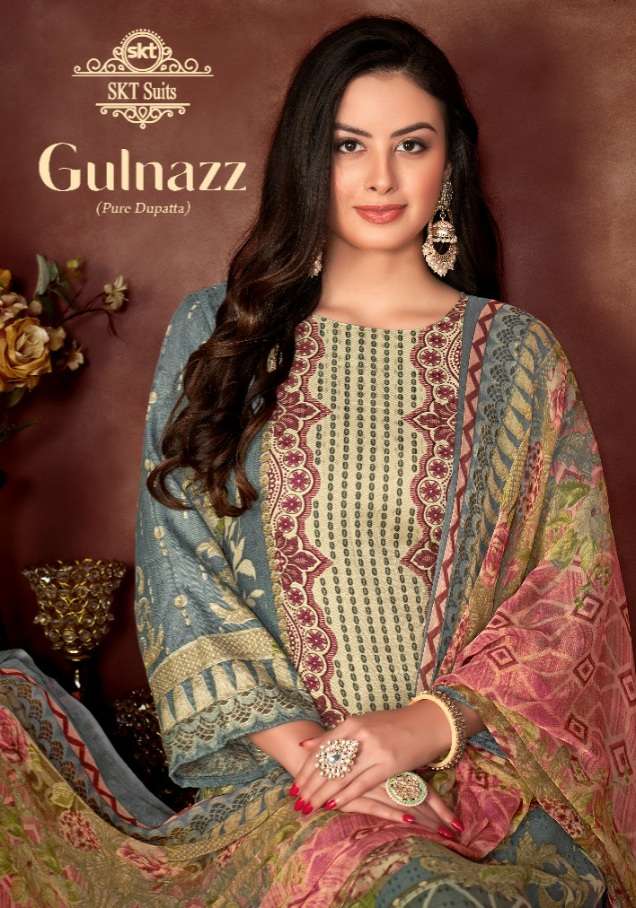 GULNAZZ BY SKT SUITS 8001 TO 8008 SERIES PASHMINA PRINT DRESSES