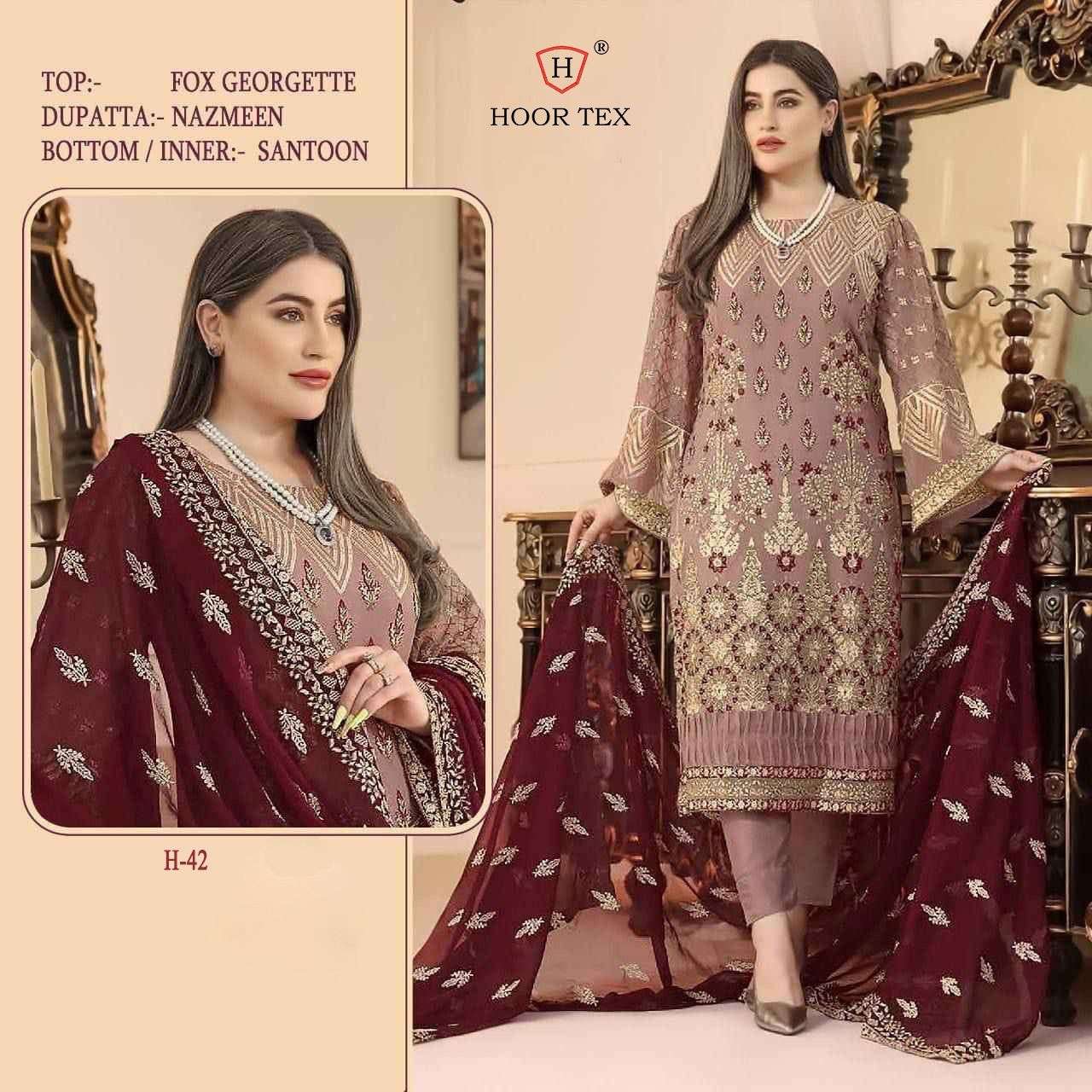 H-42 COLOURS BY HOOR TEX H-42-A TO H-42-D SERIES FAUX GEORGETTE DRESSES