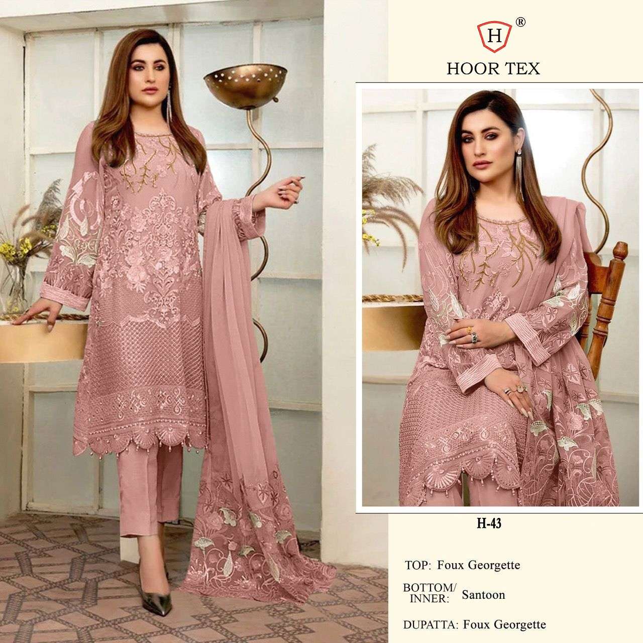 H-43 HIT DESIGN BY HOOR TEX FAUX GEORGETTE PAKISTANI DRESS