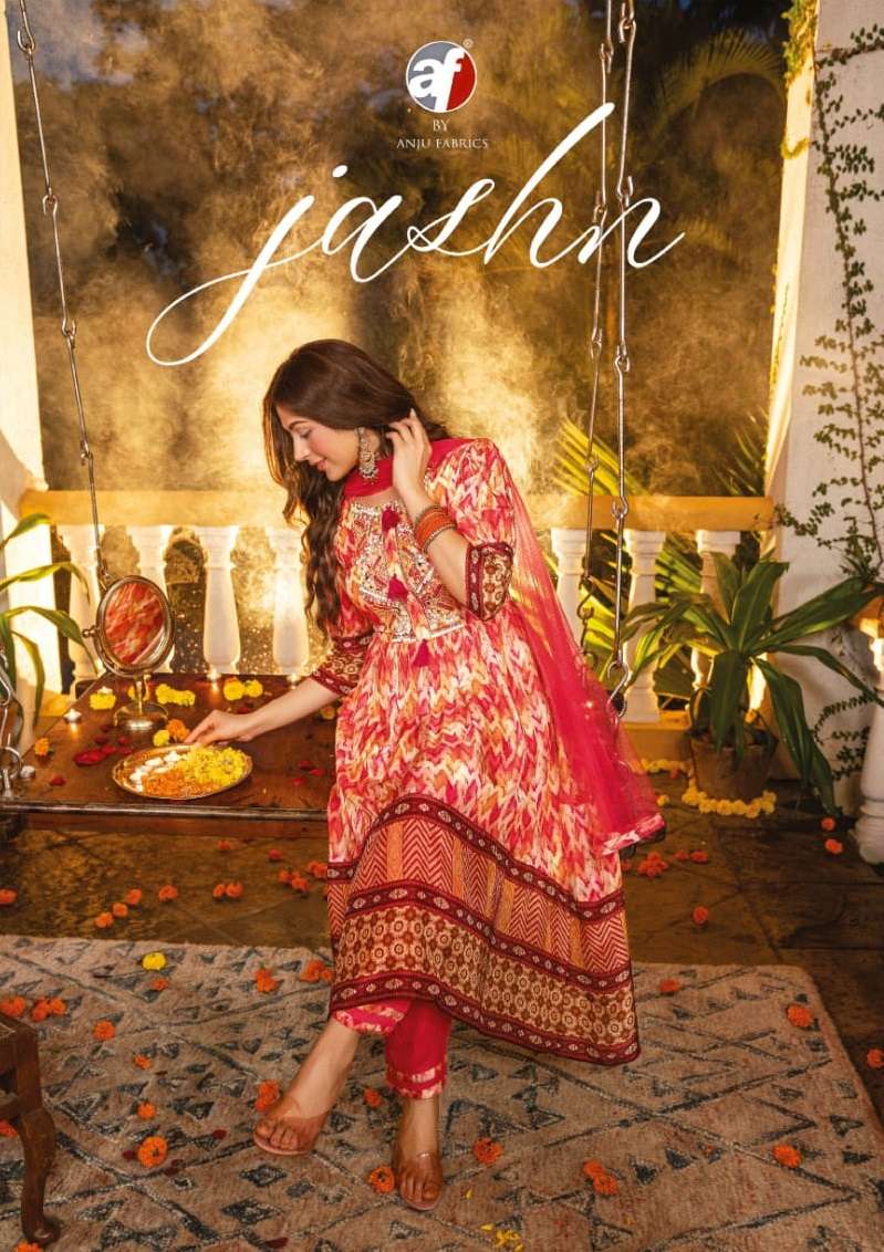 JASHN BY ANJU FABRICS 7461 TO 7466 SERIES CHINON CHIFFON STITCHED DRESSES