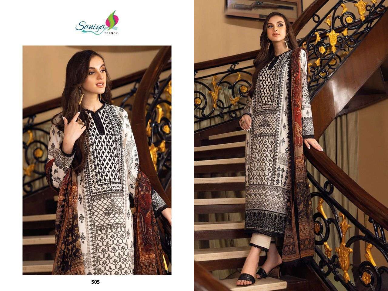 JOFA WHITE HIT DESIGN BY SANIYA TRENDZ CAMBRIC COTTON DRESS