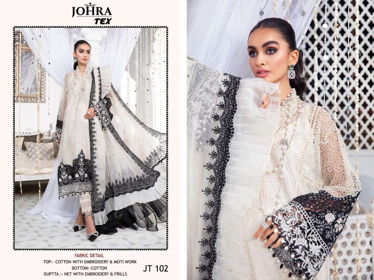 JT-102 HIT DESIGN BY JOHRA TEX COTTON EMBROIDERY PAKISTANI DRESS