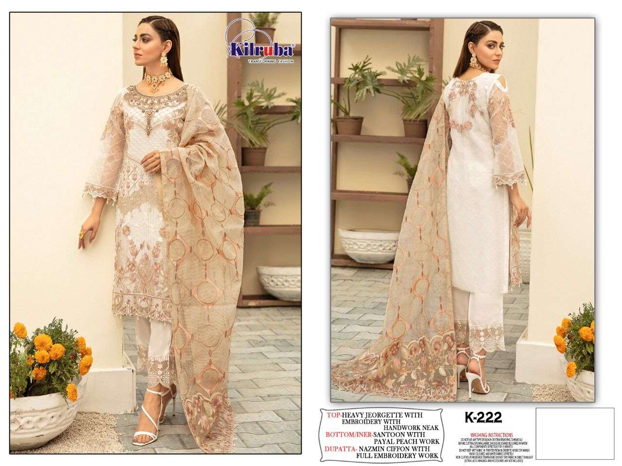 K-222 COLOURS BY KILRUBA GEORGETTE EMBROIDERY PAKISTANI DRESSES