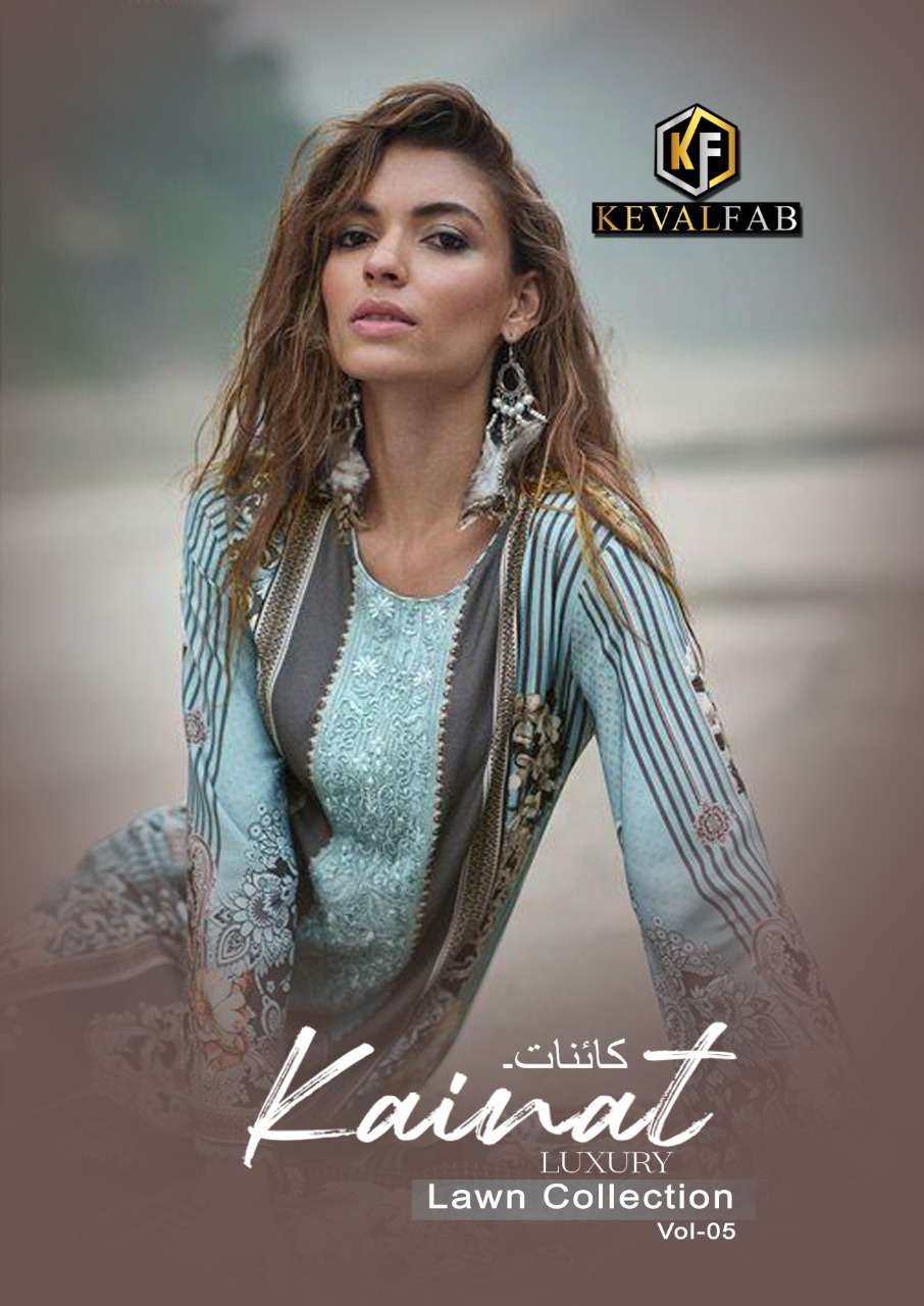 KAINAT LUXURY LAWN COLLECTION VOL-5 BY KEVAL FAB COTTON DRESSES