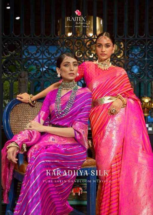 KARADHYA SILK BY RAJTEX 287001 TO 287005 SERIES PURE SATIN WORK SAREES