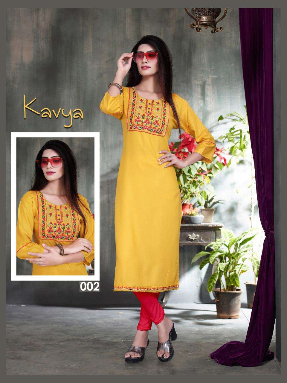 KAVYA VOL-6 BY ASLIWHOLESALE 01 TO 08 SERIES RAYON EMBROIDERY KURTIS