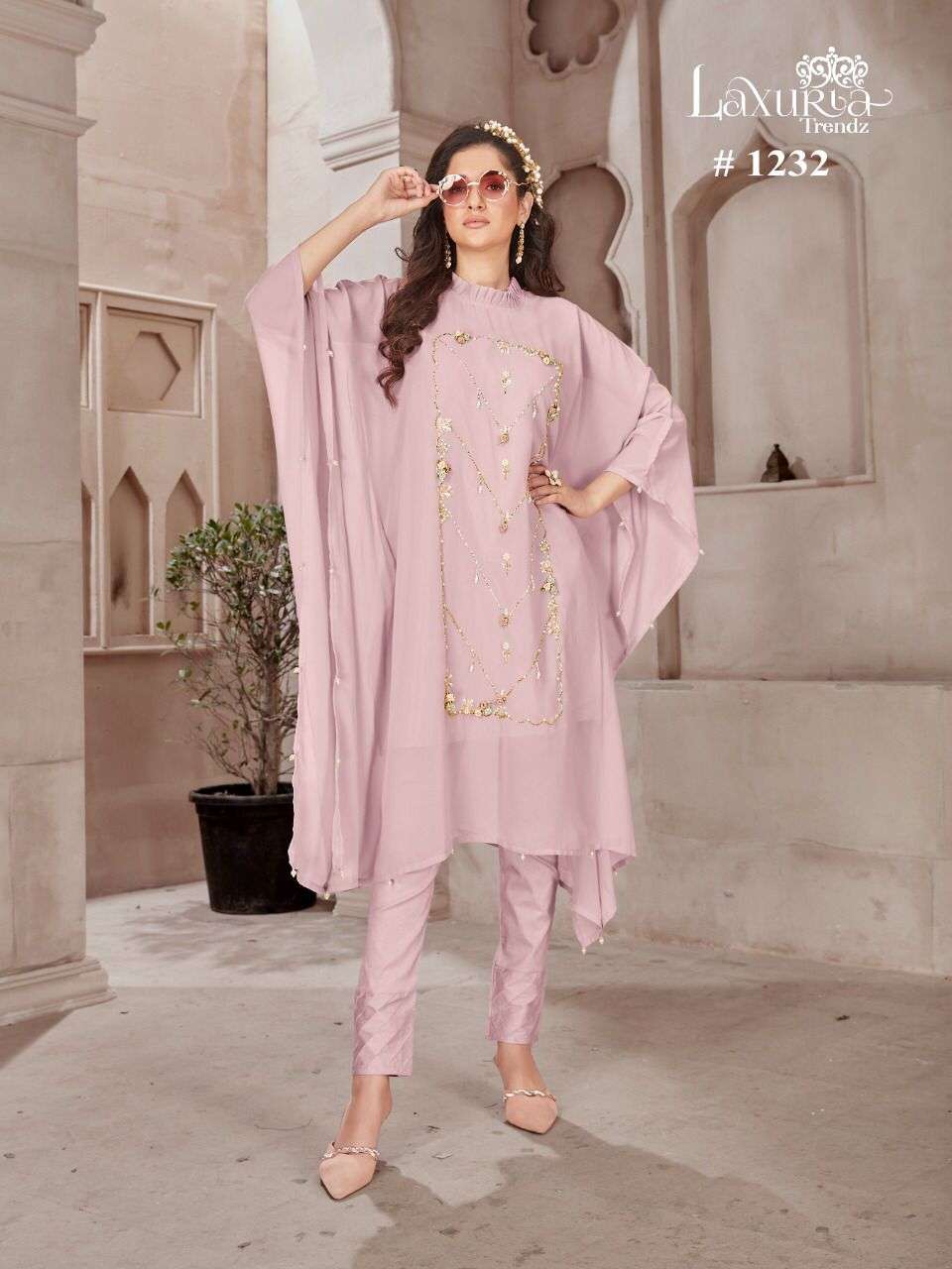 LAXURIA 1232 COLOURS BY LAXURIA TRENDZ GEORGETTE WORK KAFTAN TUNICS