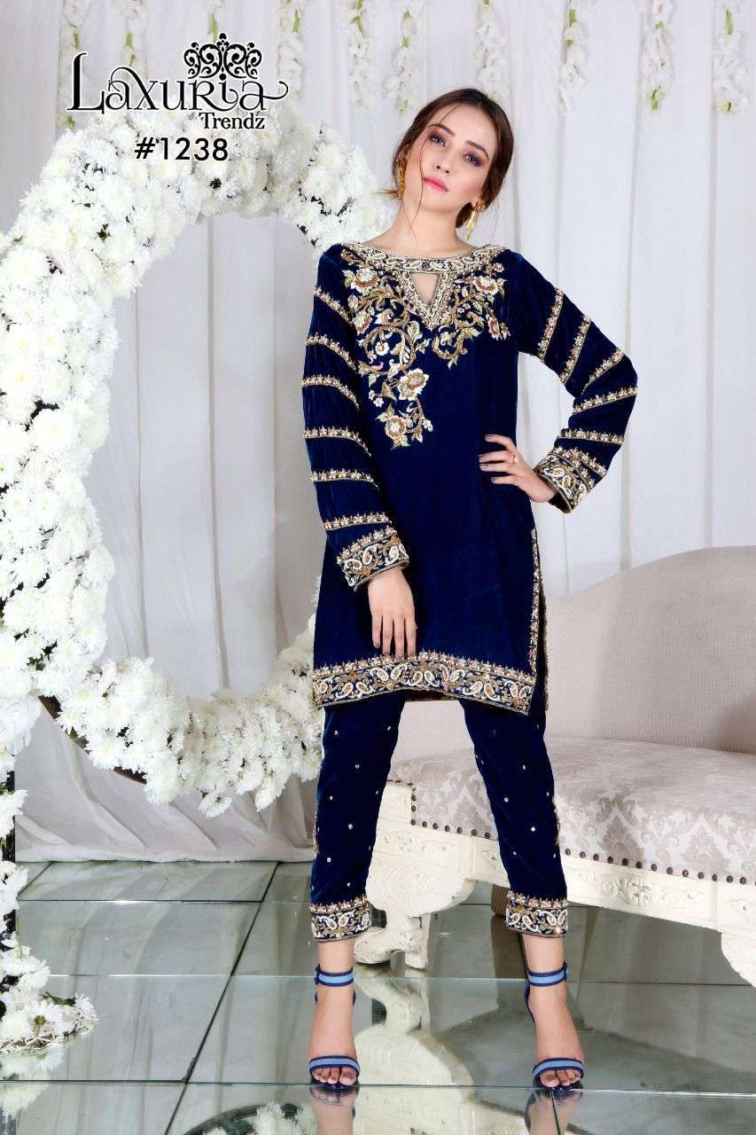 LAXURIA 1238 HIT DESIGN BY LAXURIA TRENDZ VELVET EMBROIDERY STITCHED TUNICS