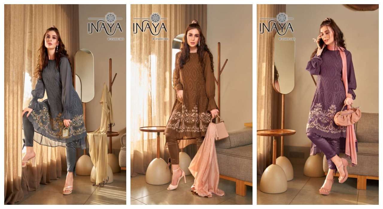 LPC VOL-162 BY INAYA PURE GEORGETTE EMBROIDERY STITCHED DRESSES