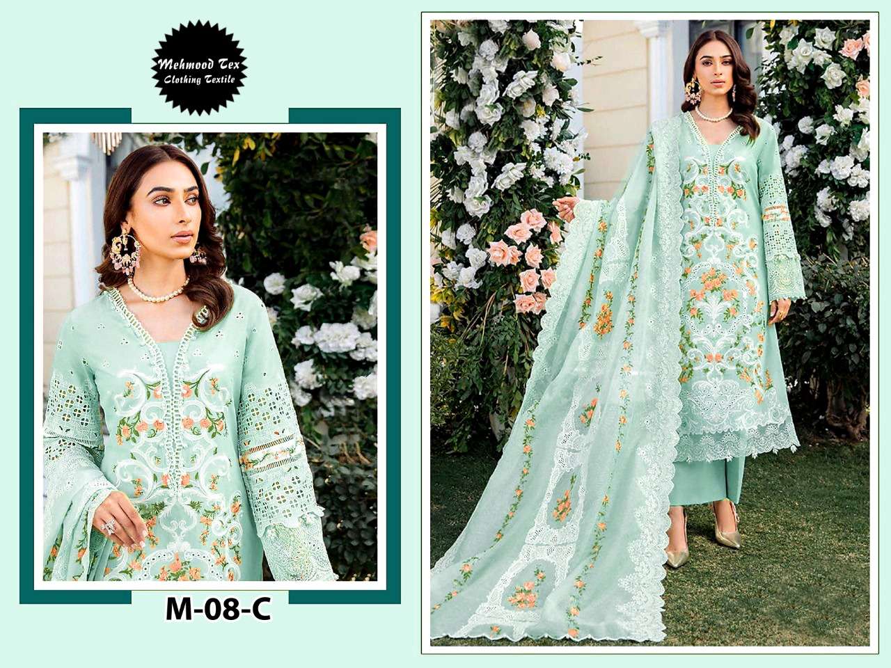 M 08 C HIT DESIGN BY MEHMOOD TEX COTTON EMBROIDERY PAKISTANI DRESS