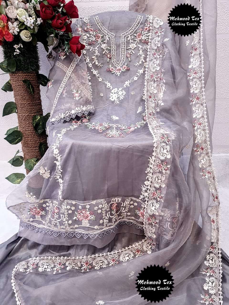 M-16 HIT DESIGN BY MEHMOOD TEX ORGANZA WORK PAKISTANI DRESS