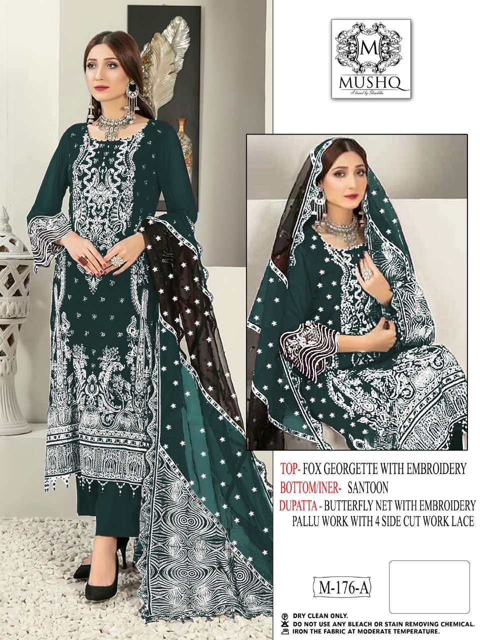 M-176 COLOURS BY MUSHQ HEAVY NET EMBROIDERY PAKISTANI DRESSES