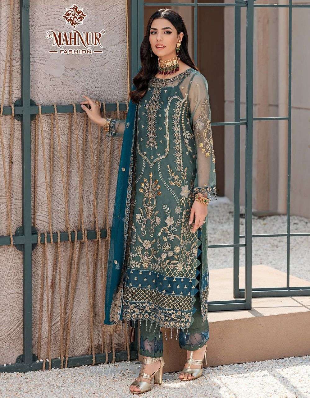 MAHNUR BLUE BY MAHNUR FASHION ORGANZA EMBROIDERY PAKISTANI DRESS