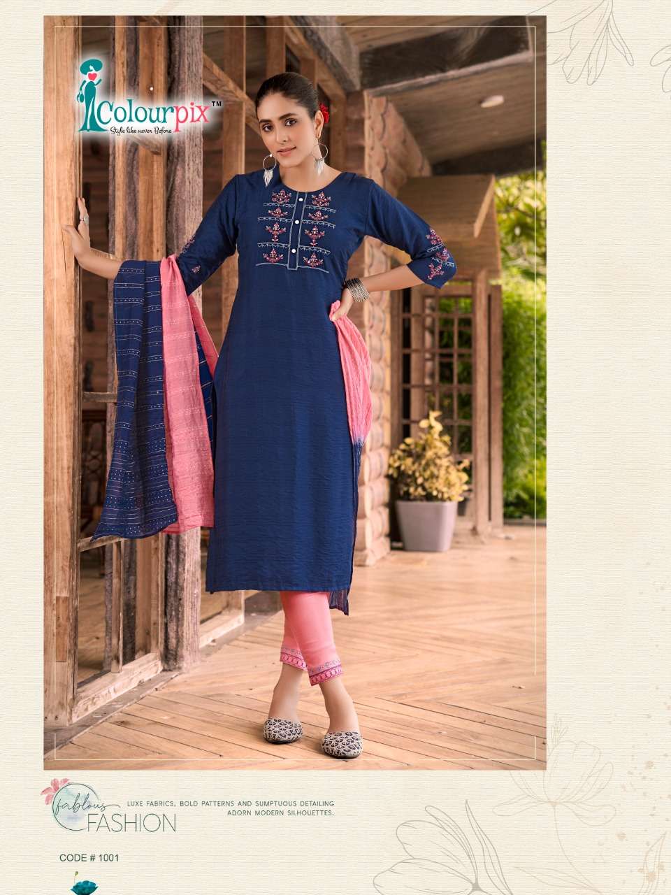 MANOHARI VOL-1 BY COLOURPIX 1001 TO 1006 SERIES RAYON WORK STITCHED DRESSES