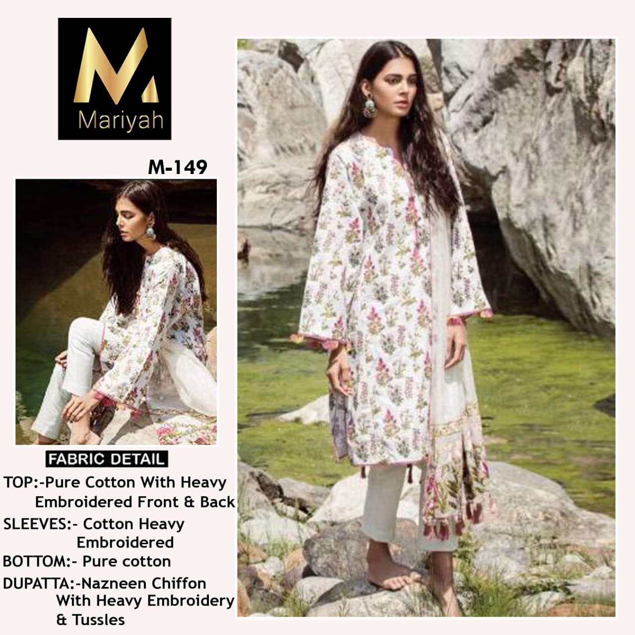 MARIYAH M-149 BY ASLIWHOLESALE PURE COTTON EMBROIDERY DRESS