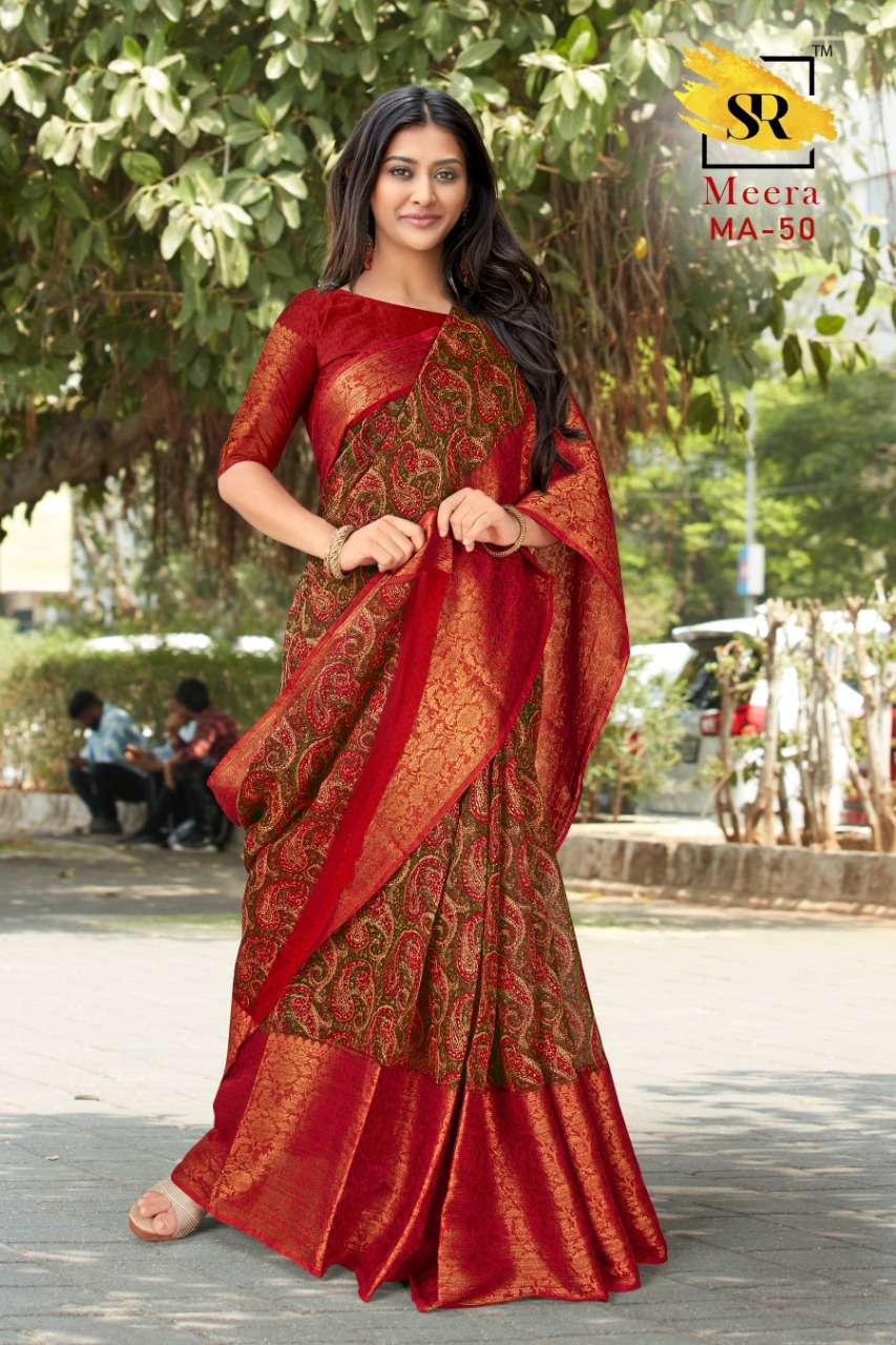 MEERA HIT DESIGNS BY SR DESIGNER SOFT COTTON JACQUARD BORDER SAREES