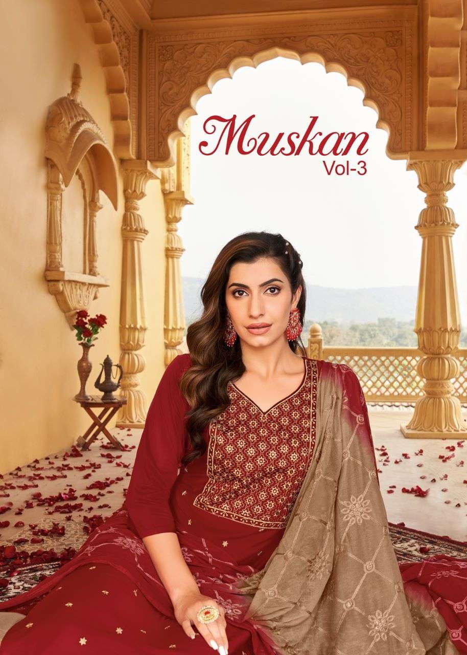 MUSKAN VOL-3 BY ASLIWHOLESALE 58001 TO 58008 SERIES COTTON WORK DRESSES